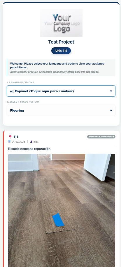 Sub portal translated to Spanish with one tap