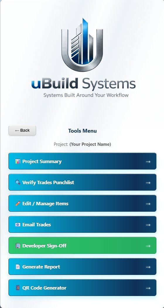 Project tools menu